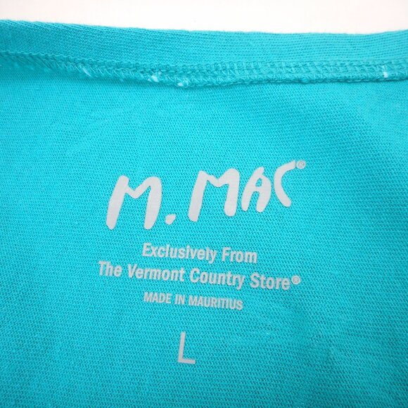 M Mac Vermont Country Store Women's size L Dragonfly Print Top Teal Blue-Green - Picture 6 of 10